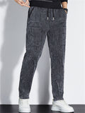Geometric Jacquard Multi Pocket Casual Jogger Pants