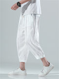 Men's Simple Ice Silk Cool Summer Cropped Pants