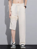 Mens Linen Blend Wide Leg Pants Casual Summer Drawstring Trousers