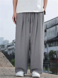 Men's Summer Texture Breathable Linen Blend Wide Leg Drawstring Pants