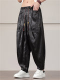 Men's Casual Loong Print Wide Leg Harem Pants