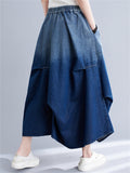 Summer Women's Elastic Waist Gradient Denim Skirts