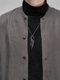 Men's Japanese Style Retro Tencel Solid Color Collarless Casual Suit Jackets