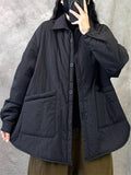 Retro Short Solid Solor Long Sleeve Pockets Coat for Women