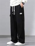Men Casual Cargo Sweatpants Drawstring Baggy Wide Leg Pants