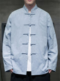 Men's Simple Chinese Style Cotton Blend Stand Collar Tang Suit Jacket