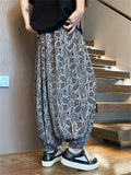 Male's Ethnic Style Plants Printed Cool Drape Wide Leg Pants