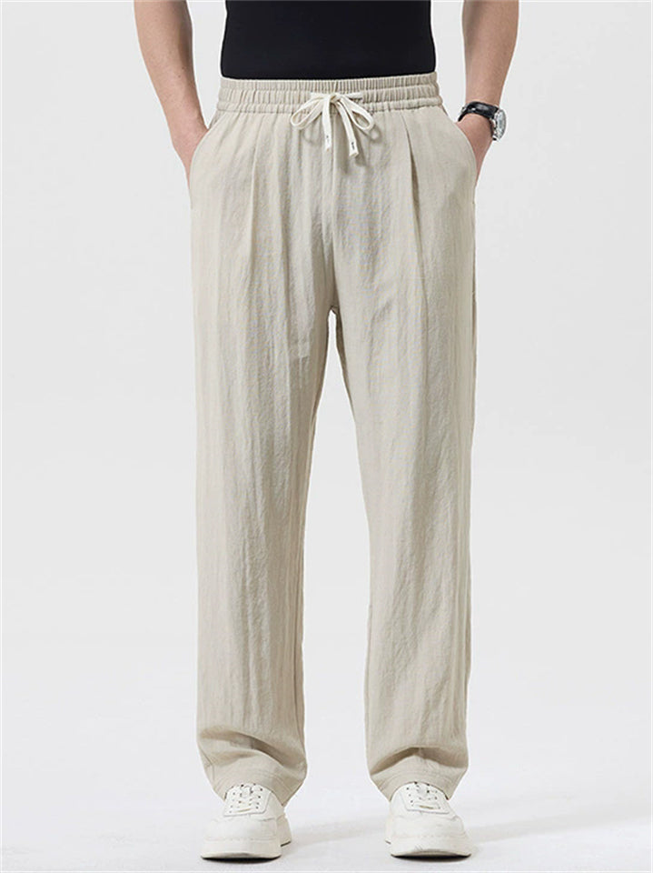 Men's Comfy Summer Lightweight Drawstring Casual Regular Fit Trousers