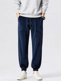 Mens Corduroy Relaxed Fit Utility Cargo Jogger Pants with Pockets