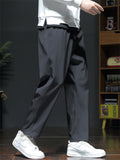 Men's Summer Casual Straight Leg Pants with Elastic Waistband