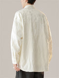 Chinese Style Men's Daffodil Jacquard Stand Collar Long Sleeve Shirts