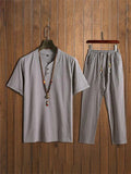 Men's Comfy Cotton Linen Shirt Pants Set