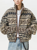 Men's Autumn Ethnic Style Jacquard Stand Collar Zip Up Cardigan Coats