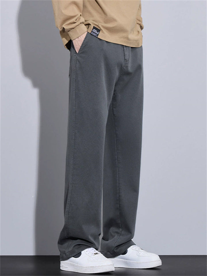 Daily Wear Casual Elastic Waist Loose Fit Straight Leg Pants for Men