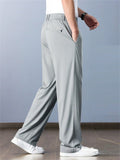Men Ice Silk Breathable Quick Dry Zip Straight Leg Casual Pants