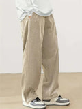 Men's Fashion Elastic Waist Straight Leg Corduroy Pants