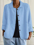 Women's Casual Solid Color Single Breasted Lapel Cardigan Shirts