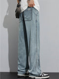 Men's Summer Vintage Steetwear Loose Fit Drawstring Denim Pants