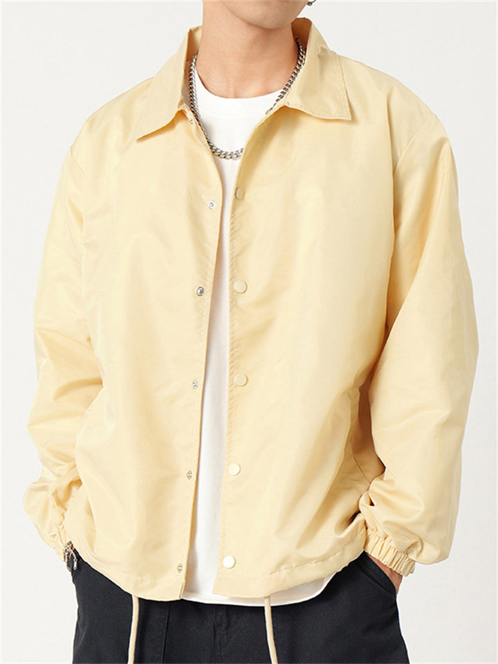 Men's Solid Color Hip-hop Style Button Up Jackets
