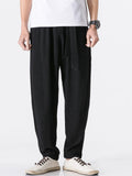 Men's Zen Style Linen Cotton Pants with Front Tie Belt