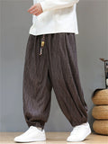 Men's Cozy Corduroy Elastic Waist Loose Fit Bloomer Pants