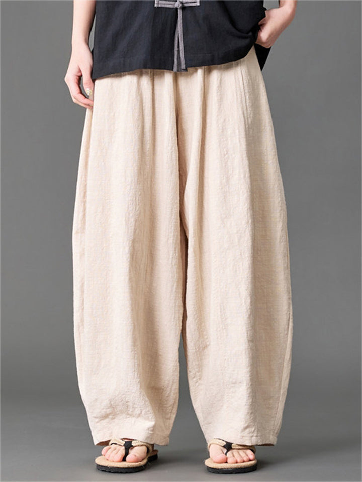 Mens Cotton Japanese Style Loose Wide Leg Harem Pants