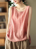Summer Loose Solid Color Sleeveless Shirts for Women