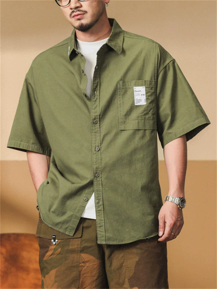 Men Summer Short Sleeve Button Down Pocket Casual Cargo Shirt