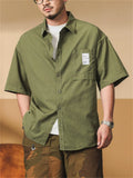 Men Summer Short Sleeve Button Down Pocket Casual Cargo Shirt