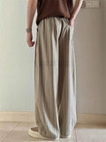 Mens Striped Loose Fit Drawstring Wide Leg Casual Pants