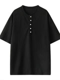 Men's Short Sleeve Ribbed Henley Shirts for Summer