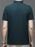 Men's Summer Solid Color Quarter Button Short Sleeve Polo Shirts