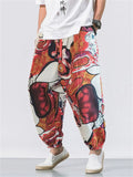 Mens Cotton Blend Boho Ethnic Print Harem Pants Baggy Yoga Jogger