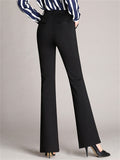 Women Slim Fit Flare Leg Trousers High Waist Stretch Work Pants