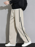 Men's A‌utumn Loose Sweatpants with White Stripes and Letters Print