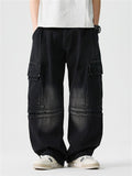 High Street Casual Patchwork Pockets Cargo Jeans for Men