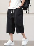 Men's Casual Solid Color Pockets Capri Pants