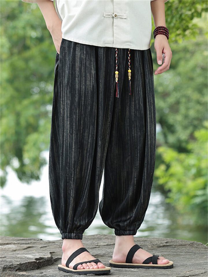 Men's Trendy Black Stripe Cropped Jogger Pants
