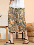 Men's Summer Loose Chinese Style Printed Capri Pants