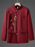 Men's Autumn Golden Bamboo Embroidery Stand Collar Tangsuit Jackets