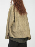 Fashion Jacquard Loose Texture Lapel Shirt for Women