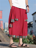 Men's Chinese Ethnic Style Patchwork Baggy Wide Leg Shorts