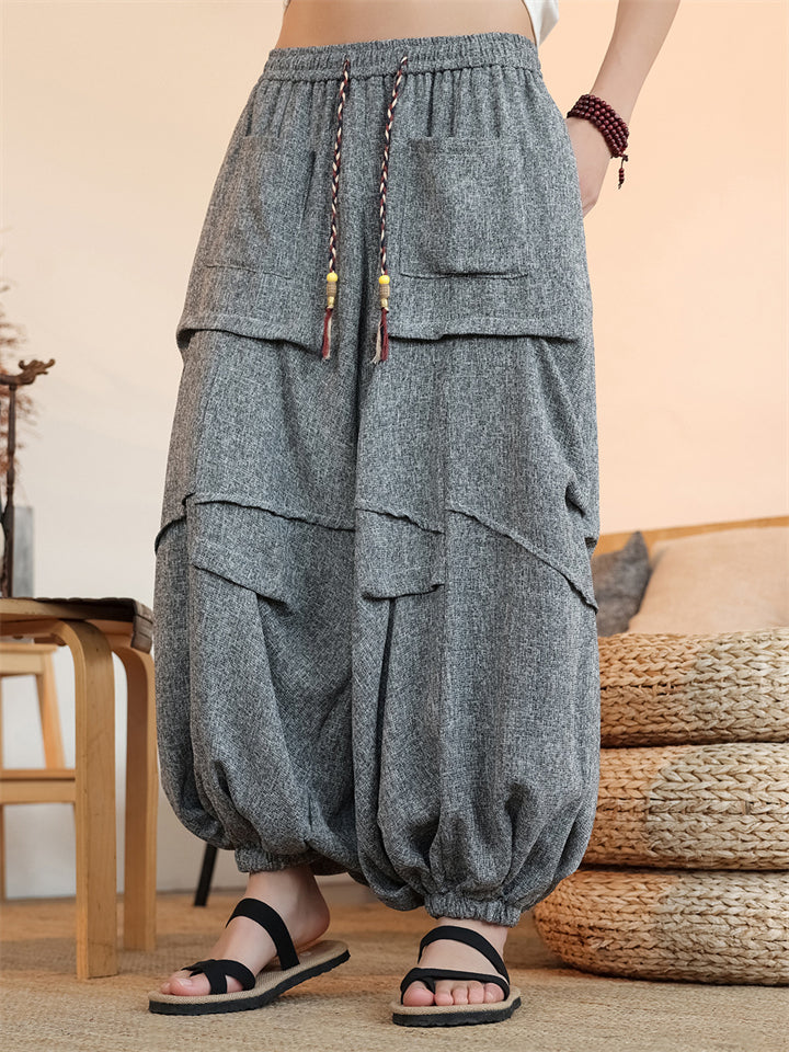 Men's Solid Color Drawstring Wide Leg Jogger Pants