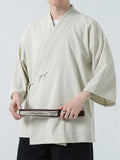 Summer Chinese Zen Style Slant Placket Casual Shirts for Men