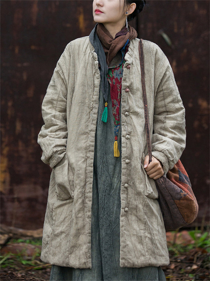 Women's Winter Zen Style Ramine Tie-dye Stand Collar Coat