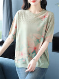 Casual Women's Loose Butterfly Print Short Sleeve Knit T-Shirts