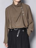 Japanese Style Solid Color Loose Pile Collar Long Sleeve Shirt