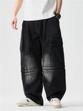 High Street Casual Patchwork Pockets Cargo Jeans for Men