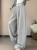 Women's Casual Rhinestone High Waist Baggy Wide Leg Sweatpants