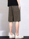 Men's Summer Breathable Elastic Waist Stripe 5 Point Shorts